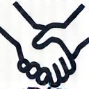 Két ember kezet fog, ami a támogatást és közösséget jelképezi.